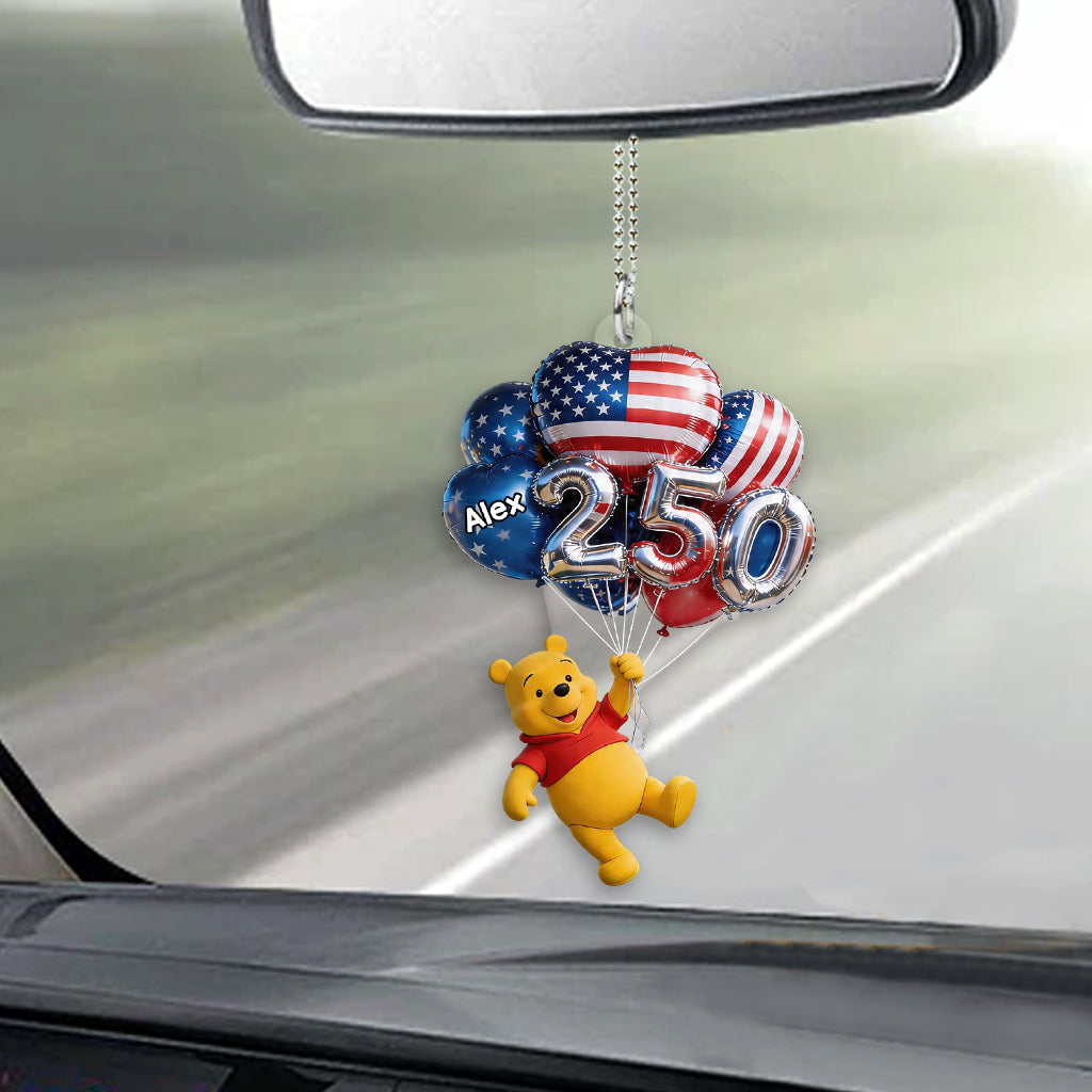 Hanging Balloons Cute Yellow Bear 250 - Personalized Yellow Bear Transparent Car Ornament