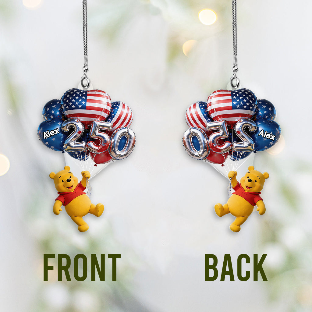 Hanging Balloons Cute Yellow Bear 250 - Personalized Yellow Bear Transparent Car Ornament