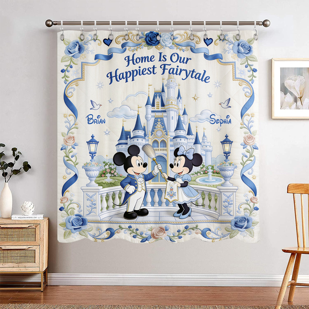 Home Is Our Happiest Fairytale - Personalized Mouse Blackout Window Curtain/ Drapes Set