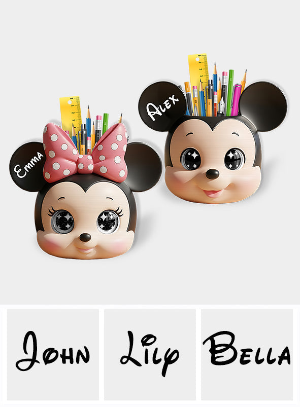 Cute Mouse Head - Personalized Mouse Wooden Pen Holder