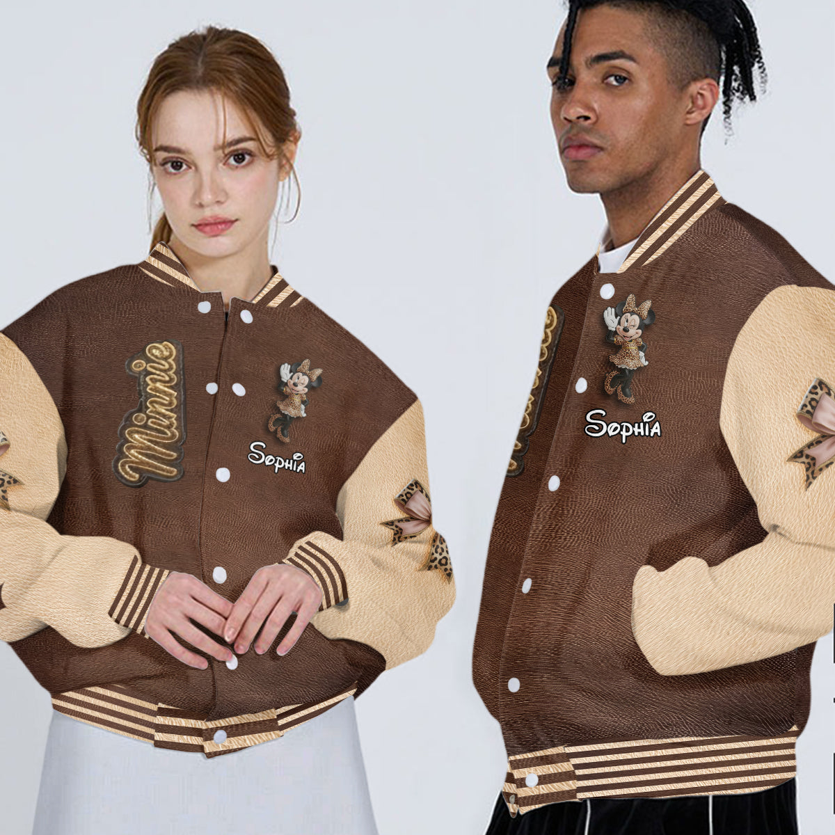 Leopard Girl - Personalized Mouse Varsity Jacket