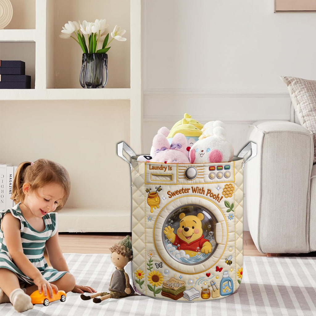 Laundry Is Sweeter With Yellow Bear - Personalized Yellow Bear Storage Basket
