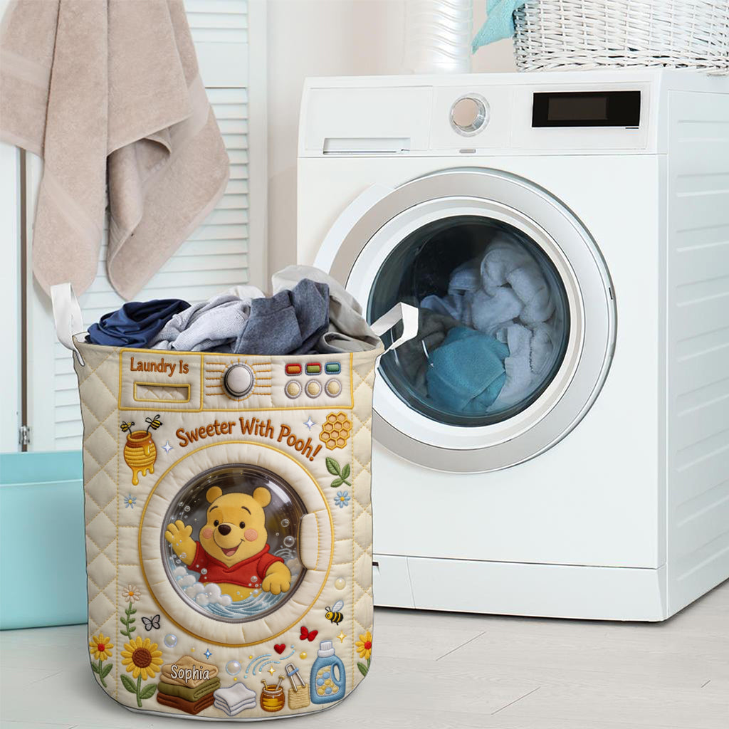 Laundry Is Sweeter With Yellow Bear - Personalized Yellow Bear Storage Basket
