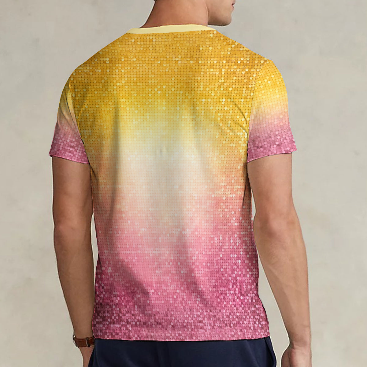 Honey Bear Sequins Style - Personalized Yellow Bear Fully Printed V-Neck T-Shirt