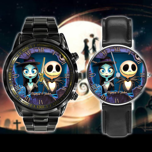 Nighttime Fantasy Couple Custom Name - Personalized Nightmare Hand Watch