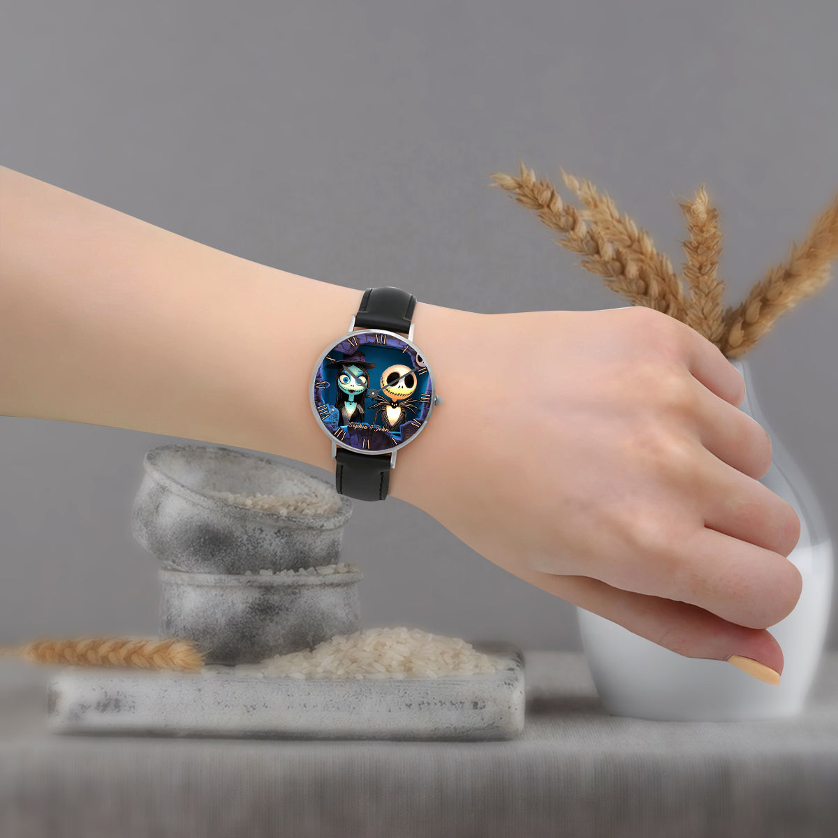 Nighttime Fantasy Couple Custom Name - Personalized Nightmare Hand Watch