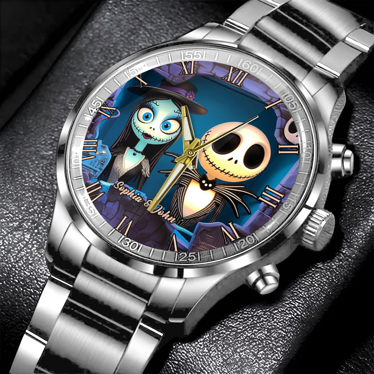 Nighttime Fantasy Couple Custom Name - Personalized Nightmare Hand Watch