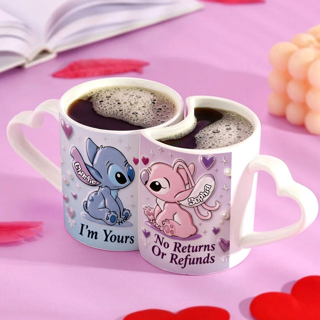 No Returns Or Refunds - Personalized Ohana Matching Heart Handle Mug
