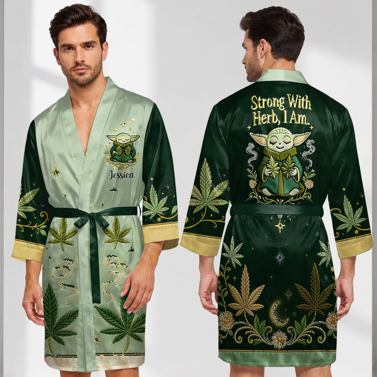 Strong With Herb - Personalized The Force Satin Robe