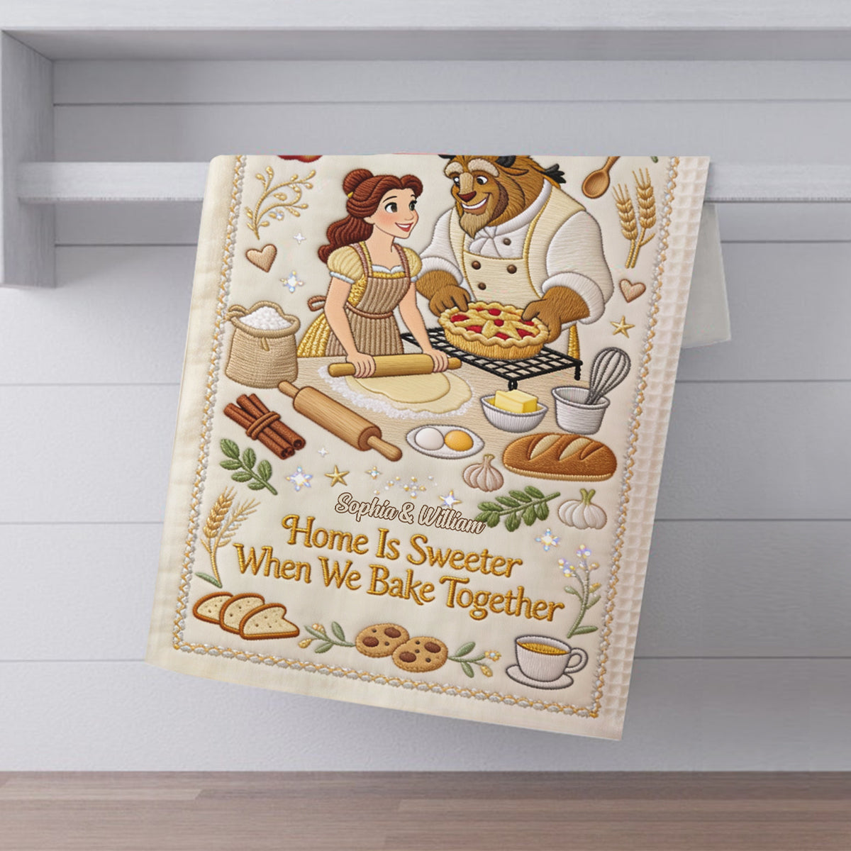 Love Is The Secret Ingredient - Personalized Beauty And The Beast Towel