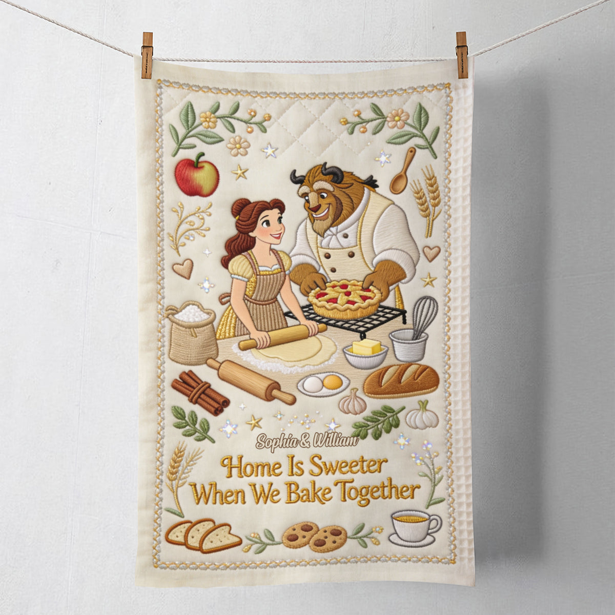 Love Is The Secret Ingredient - Personalized Beauty And The Beast Towel