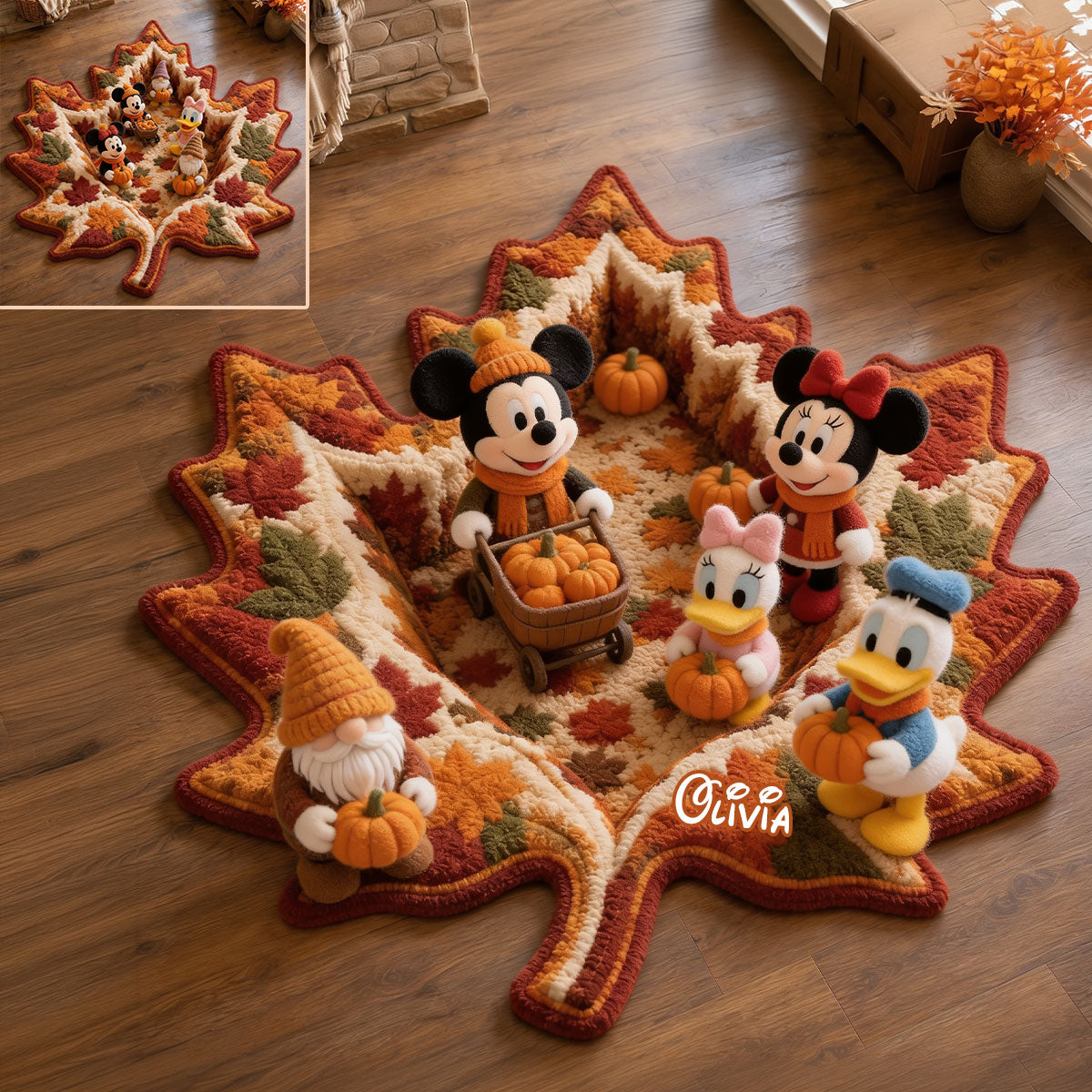 Autumn Vibes, Cartoon Mouse Fans Gift Idea - Personalized Mouse Non-Slip Tufted Rug