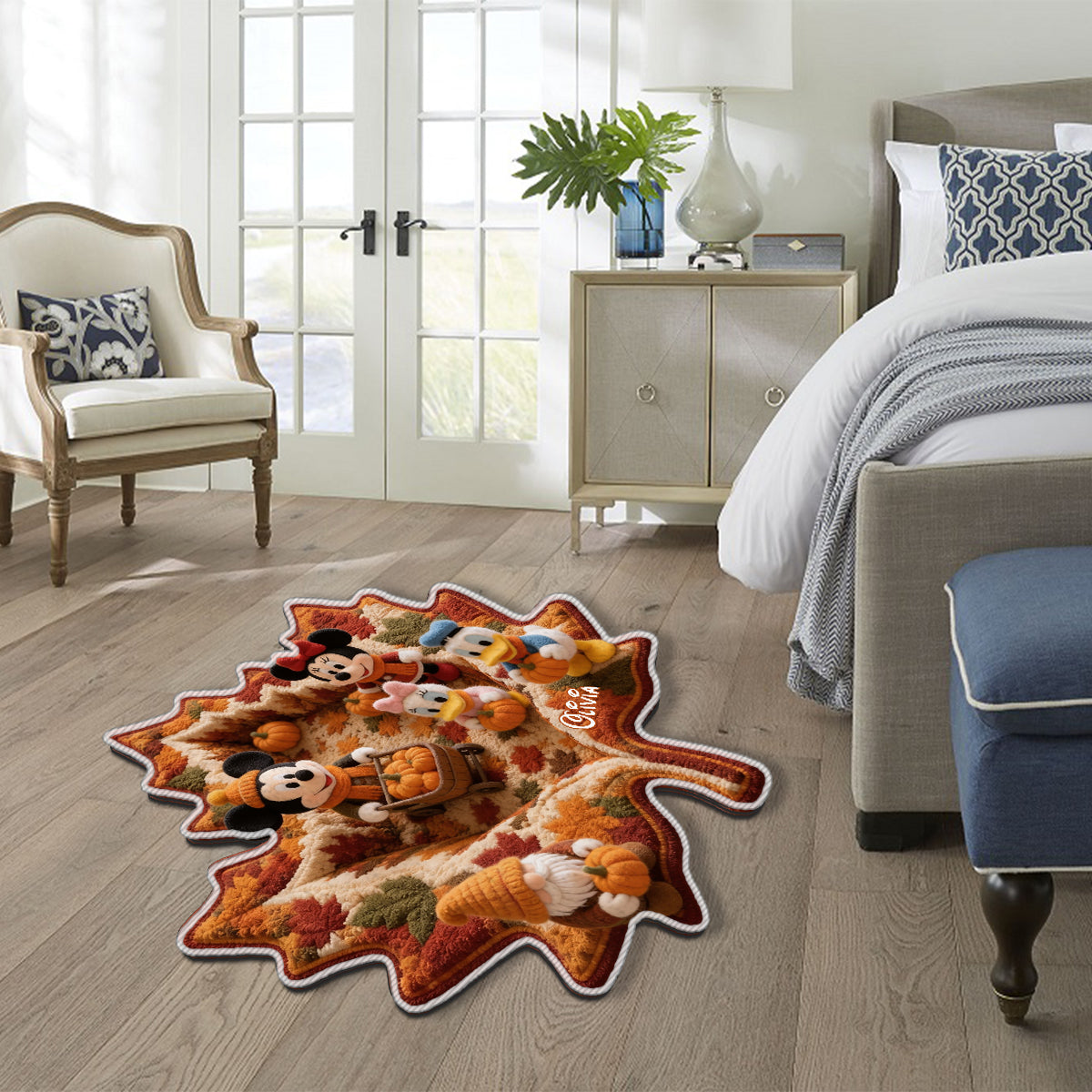 Autumn Vibes, Cartoon Mouse Fans Gift Idea - Personalized Mouse Non-Slip Tufted Rug