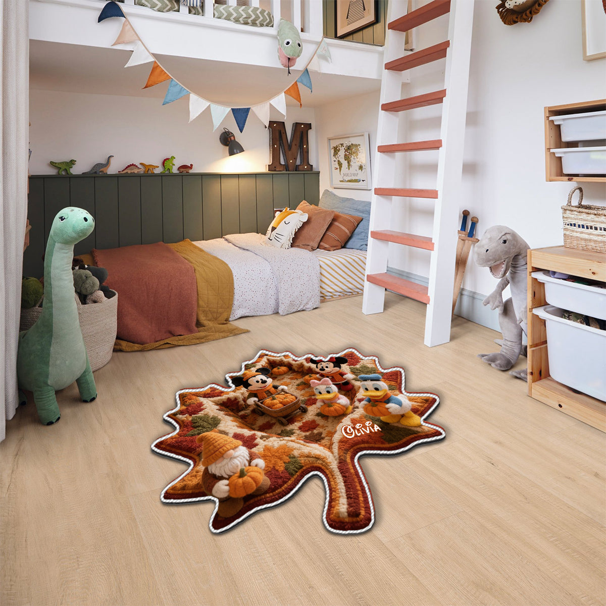 Autumn Vibes, Cartoon Mouse Fans Gift Idea - Personalized Mouse Non-Slip Tufted Rug