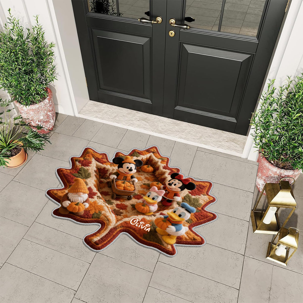 Autumn Vibes, Cartoon Mouse Fans Gift Idea - Personalized Mouse Non-Slip Tufted Rug