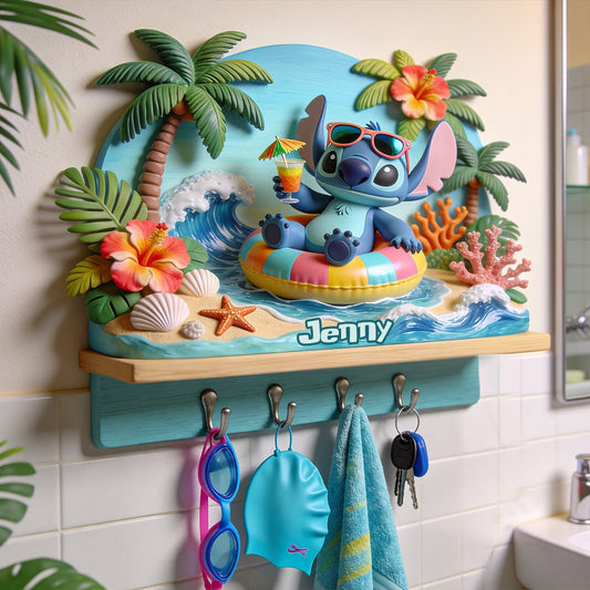 Salty Lil' Beach - Personalized Ohana Custom Shaped Hanging Rack