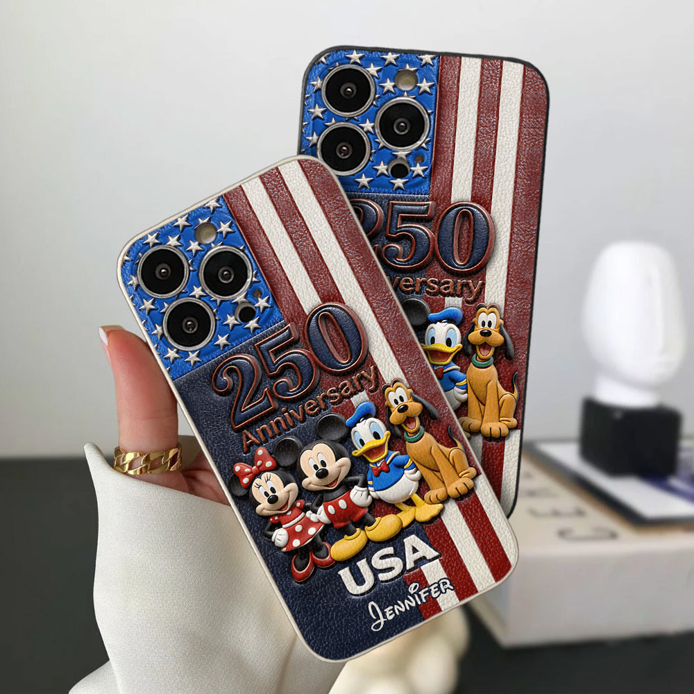 Friends 250 Anniversary - Personalized Mouse 3D Embossed Leather Phone Case