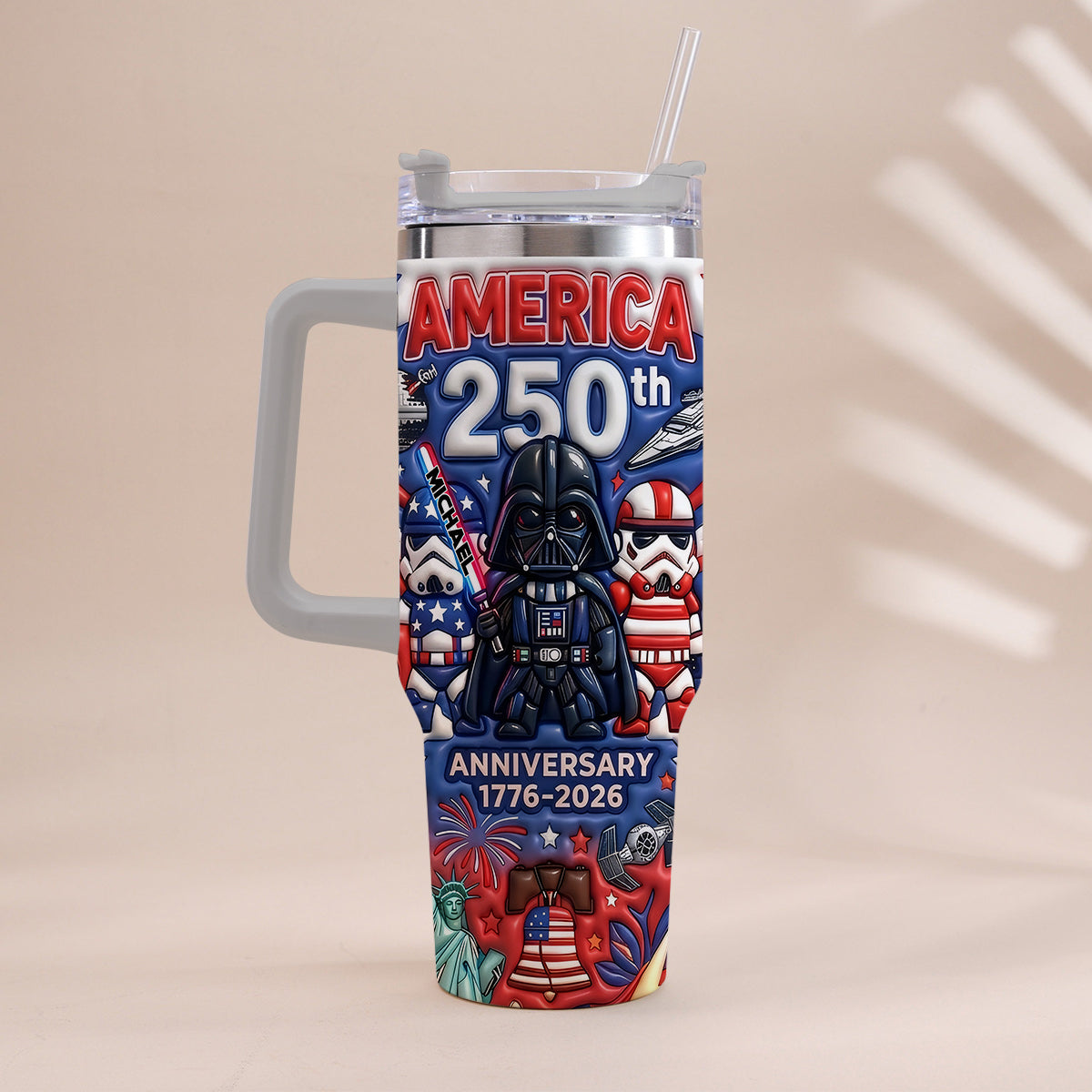 Galaxy USA 250th Anniversary - Personalized The Force Tumbler With Handle