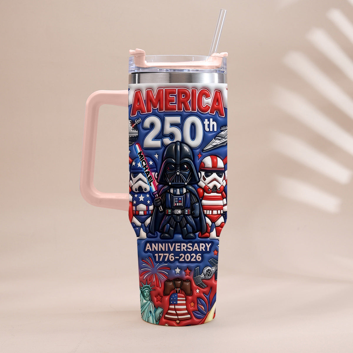 Galaxy USA 250th Anniversary - Personalized The Force Tumbler With Handle