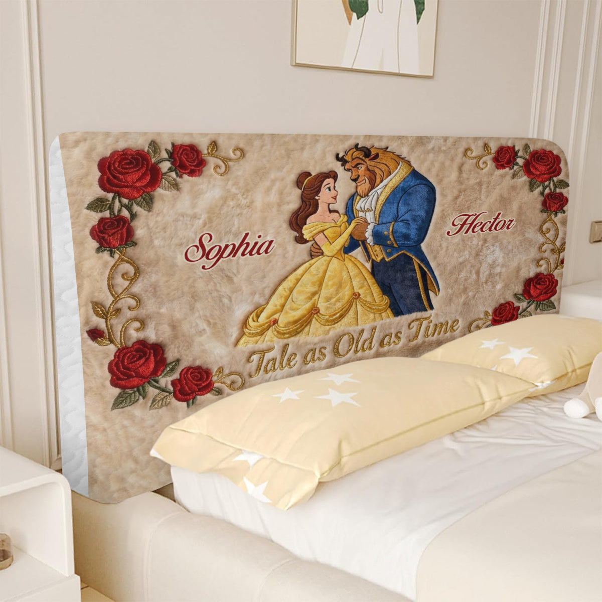 Tale As Old As Time - Personalized Beauty And The Beast Headboard Slipcover