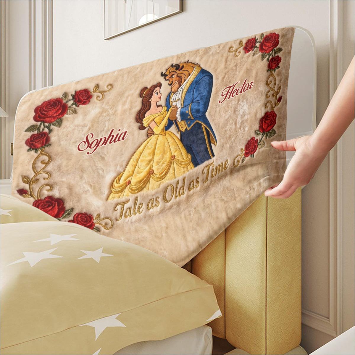 Tale As Old As Time - Personalized Beauty And The Beast Headboard Slipcover