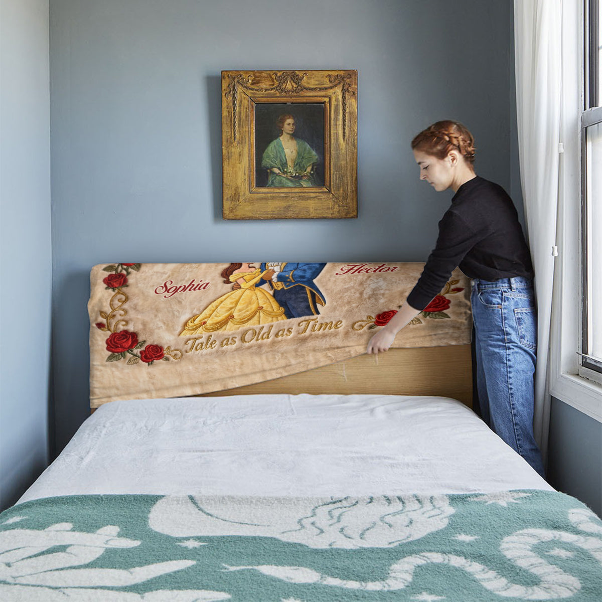 Tale As Old As Time - Personalized Beauty And The Beast Headboard Slipcover