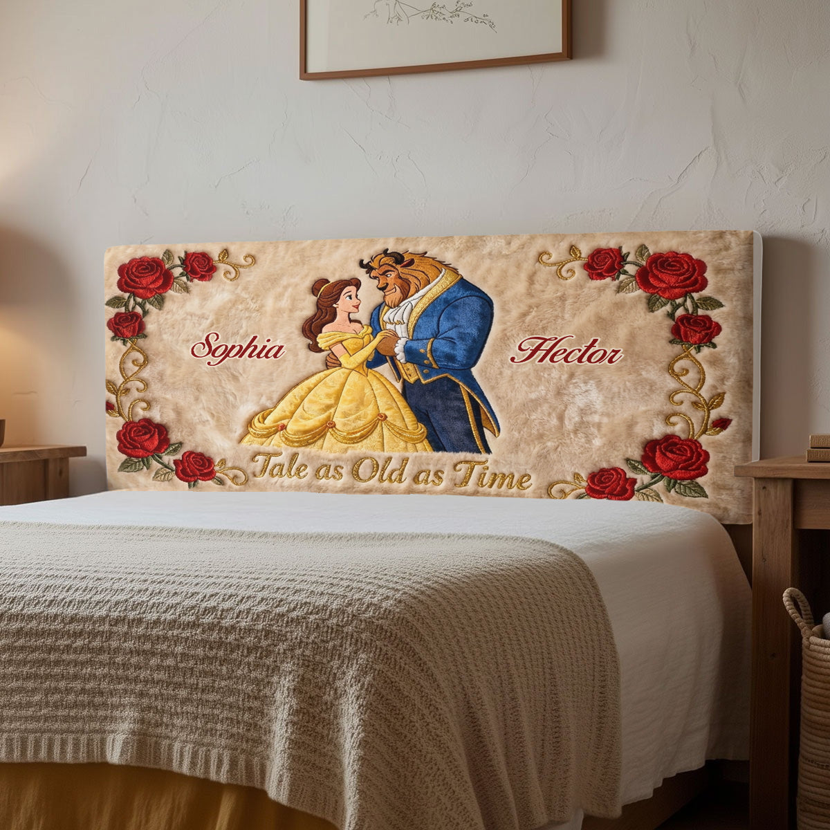 Tale As Old As Time - Personalized Beauty And The Beast Headboard Slipcover