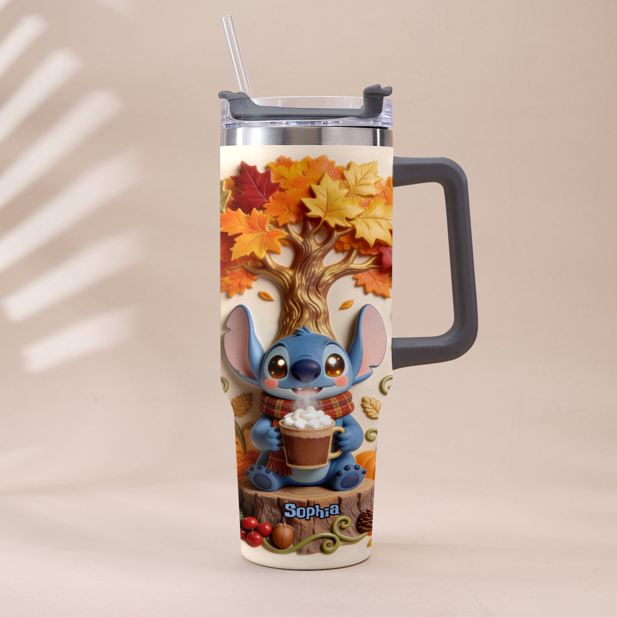 Fall Vibes - Personalized Ohana Tumbler With Plush Charm
