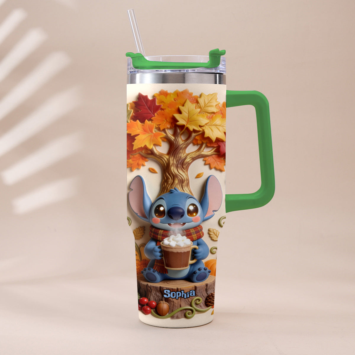 Fall Vibes - Personalized Ohana Tumbler With Plush Charm