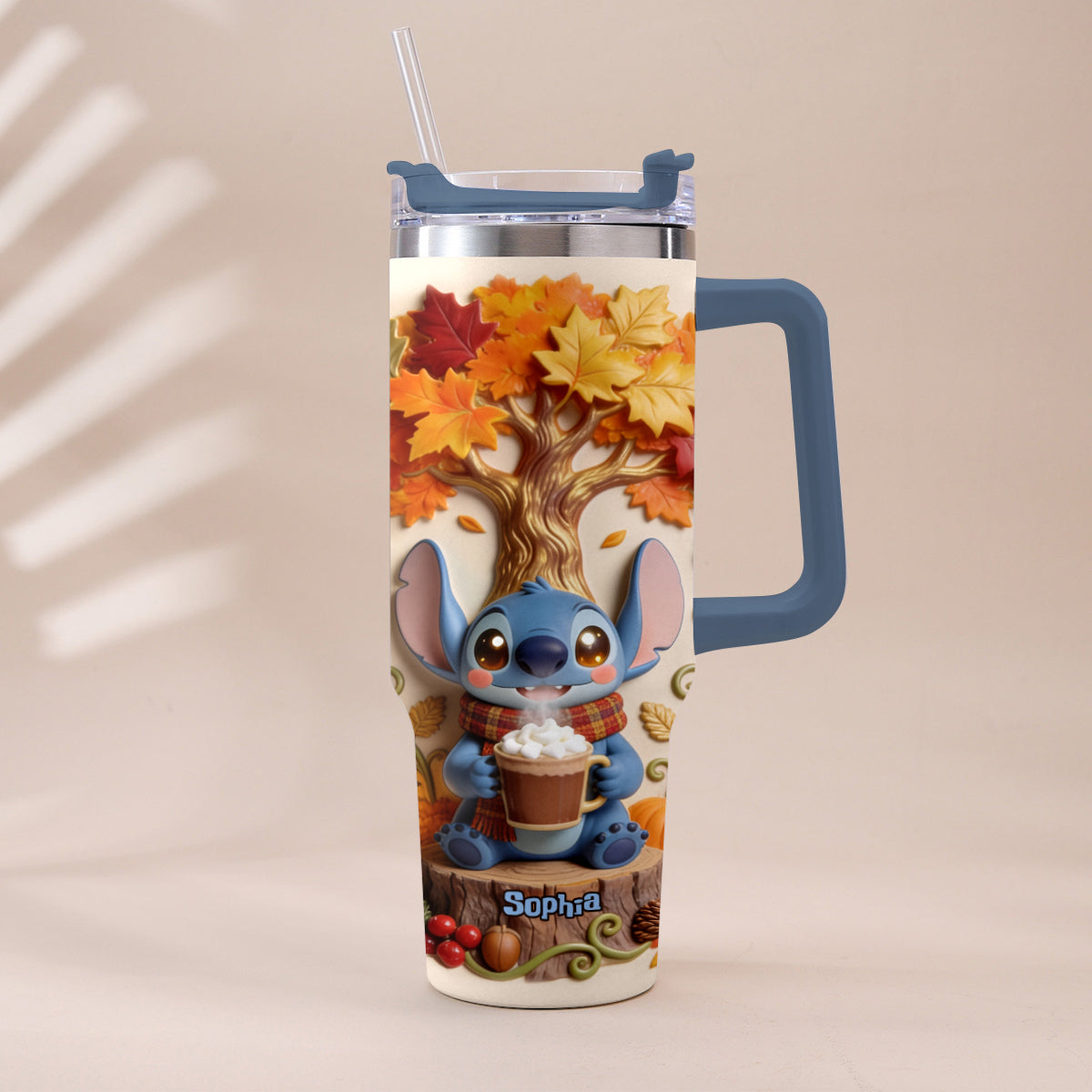 Fall Vibes - Personalized Ohana Tumbler With Plush Charm