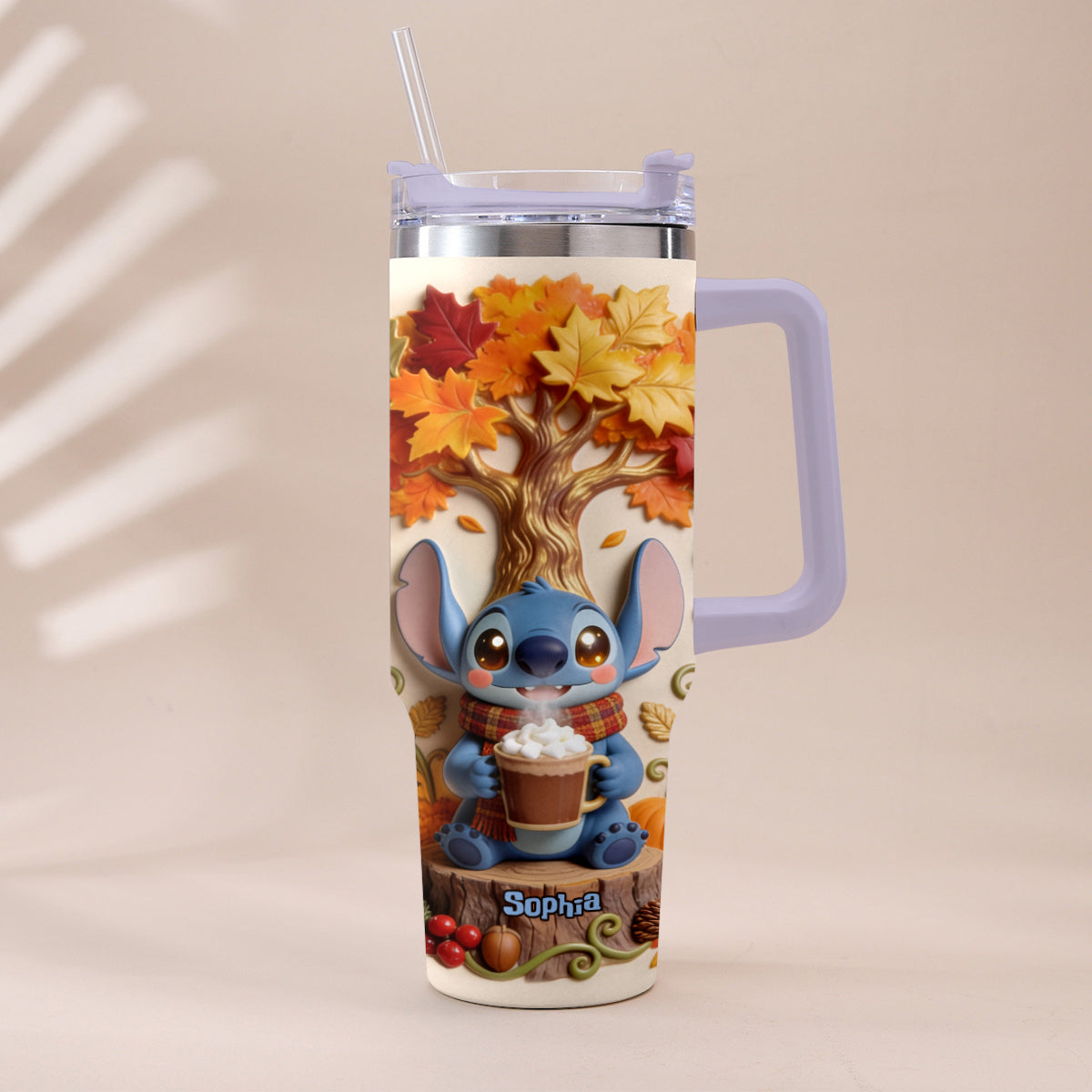 Fall Vibes - Personalized Ohana Tumbler With Plush Charm
