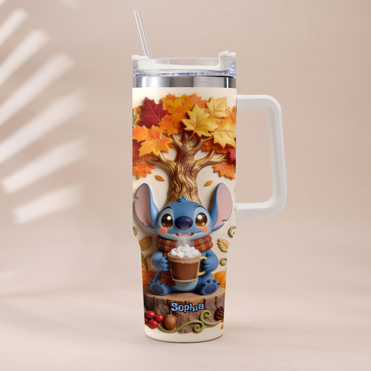 Fall Vibes - Personalized Ohana Tumbler With Plush Charm