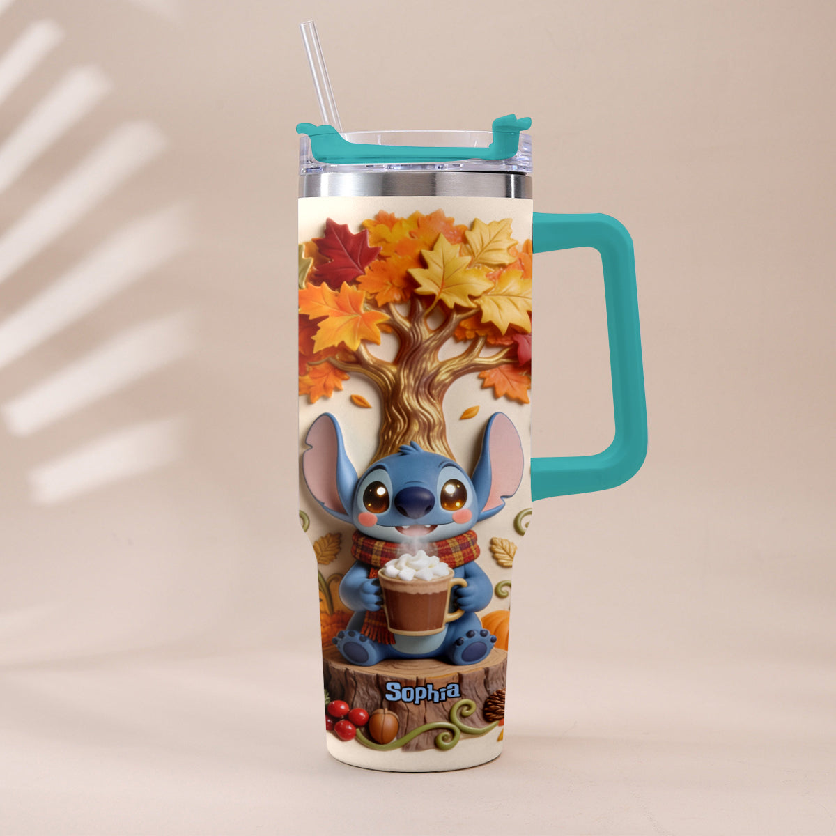 Fall Vibes - Personalized Ohana Tumbler With Plush Charm