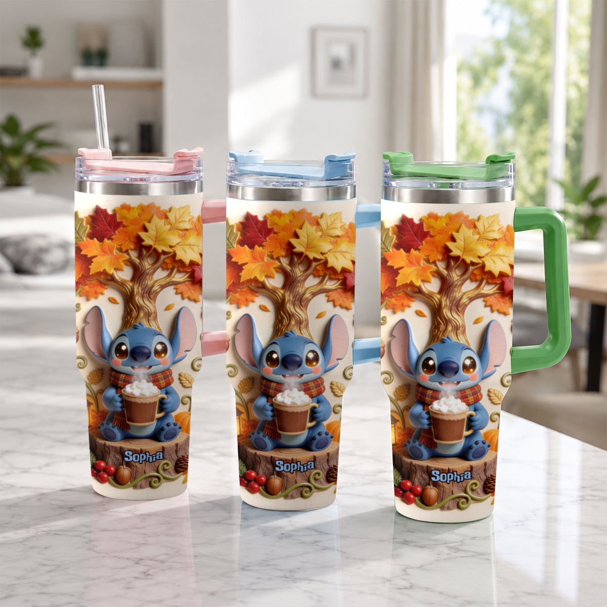 Fall Vibes - Personalized Ohana Tumbler With Plush Charm