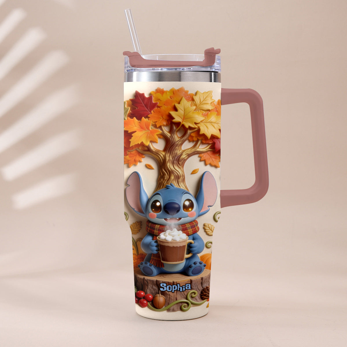 Fall Vibes - Personalized Ohana Tumbler With Plush Charm
