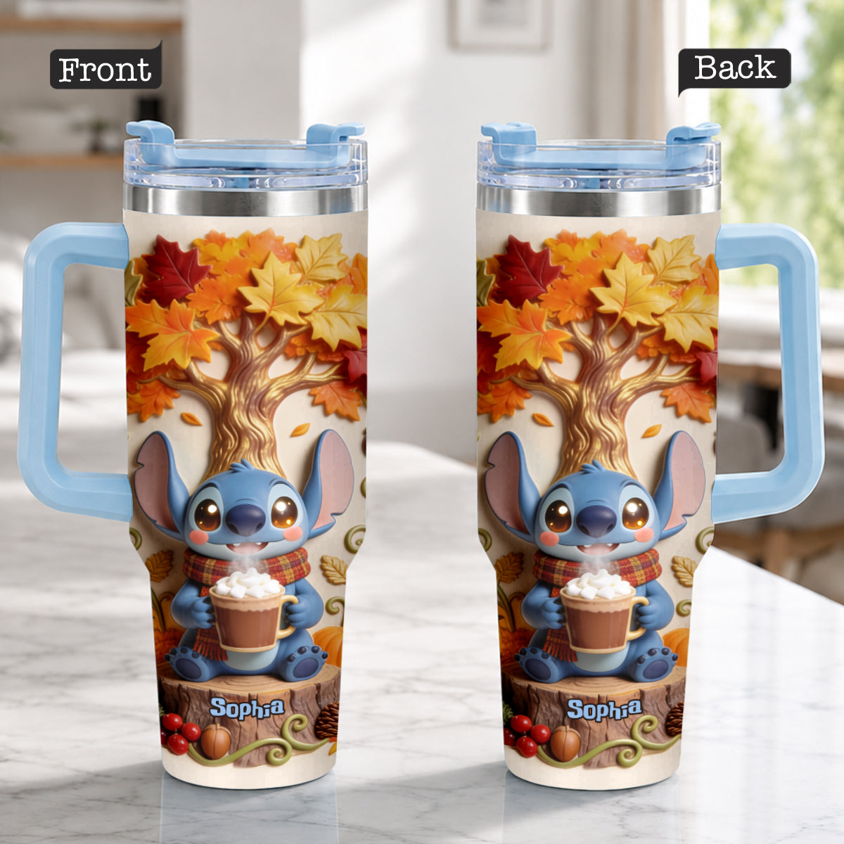 Fall Vibes - Personalized Ohana Tumbler With Plush Charm