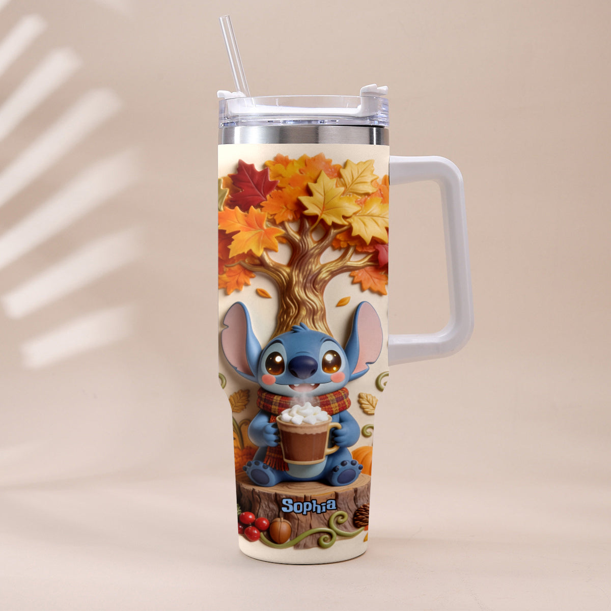 Fall Vibes - Personalized Ohana Tumbler With Plush Charm