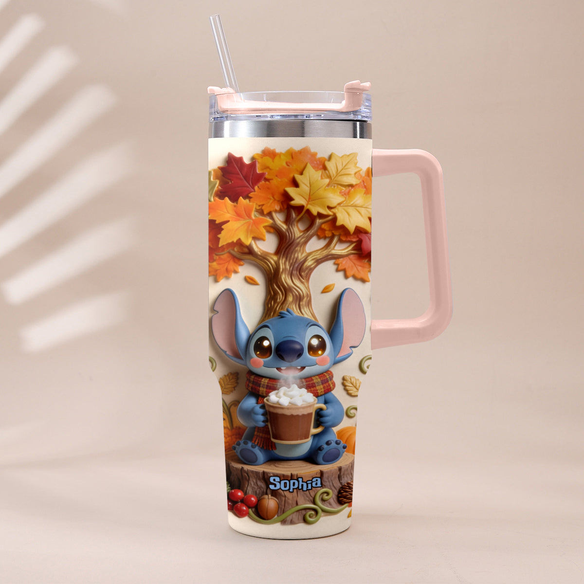 Fall Vibes - Personalized Ohana Tumbler With Plush Charm
