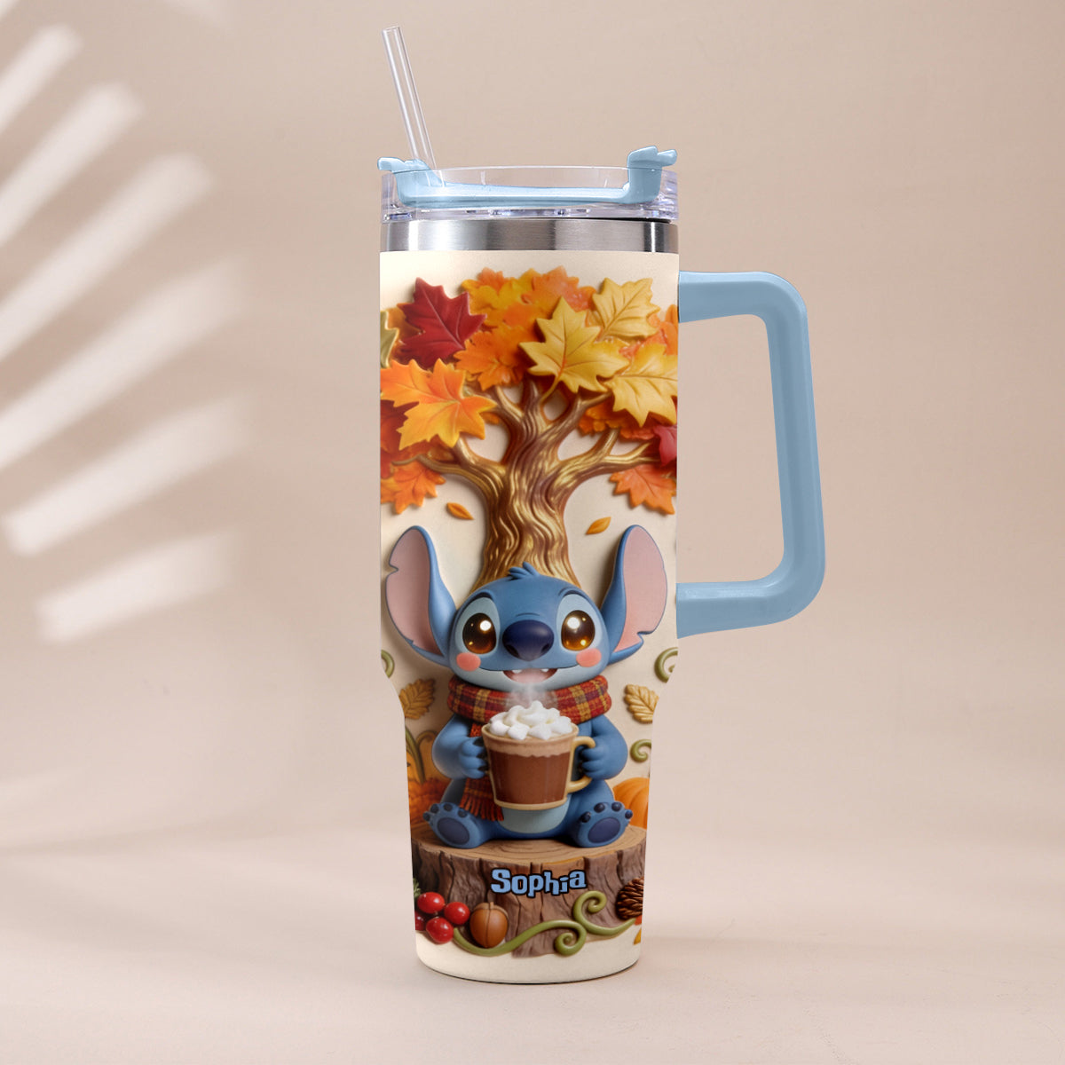 Fall Vibes - Personalized Ohana Tumbler With Plush Charm