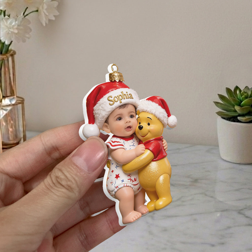 Merry Christmas - Personalized Yellow Bear Premium 3D Ornament
