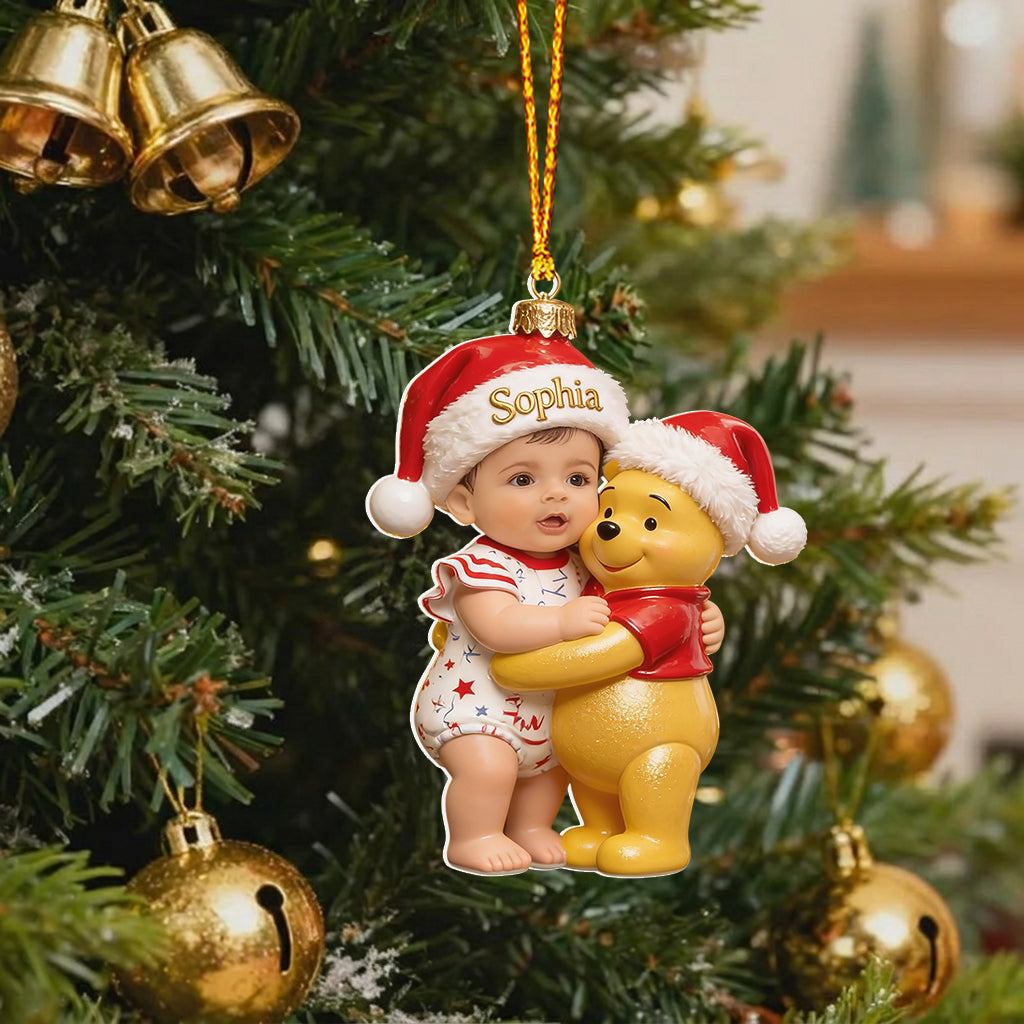 Merry Christmas - Personalized Yellow Bear Premium 3D Ornament