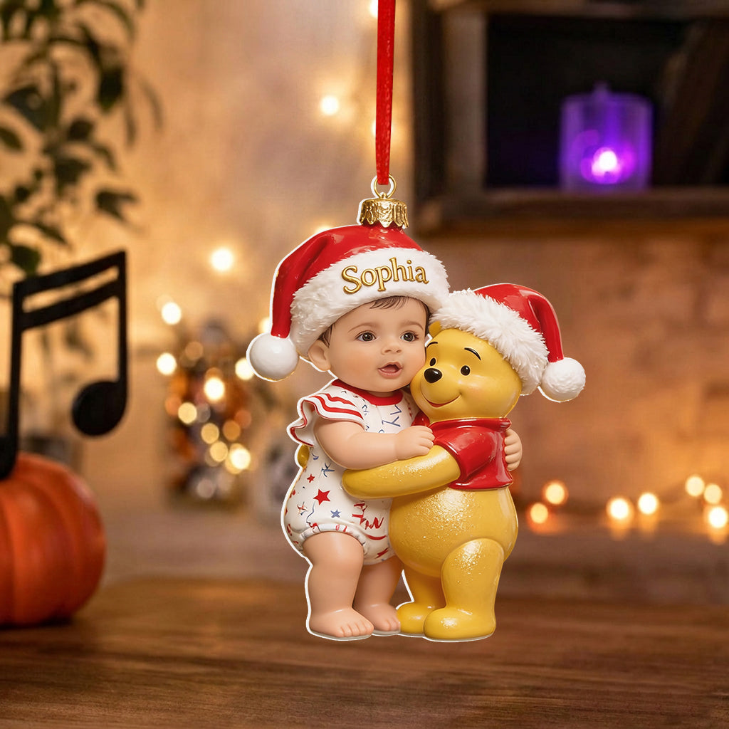 Merry Christmas - Personalized Yellow Bear Premium 3D Ornament