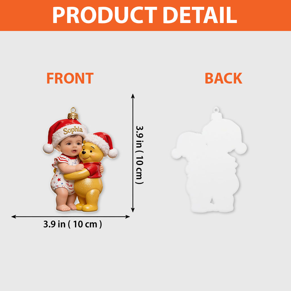 Merry Christmas - Personalized Yellow Bear Premium 3D Ornament