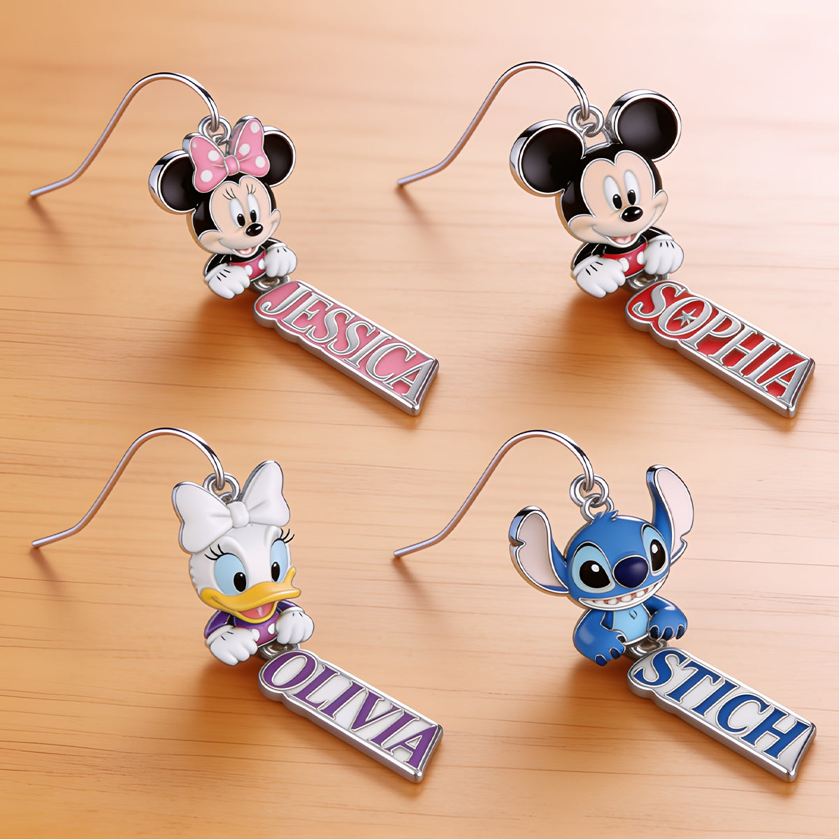 Any Character, Any Name, Preview Instantly - Personalized Mouse Earrings With Card
