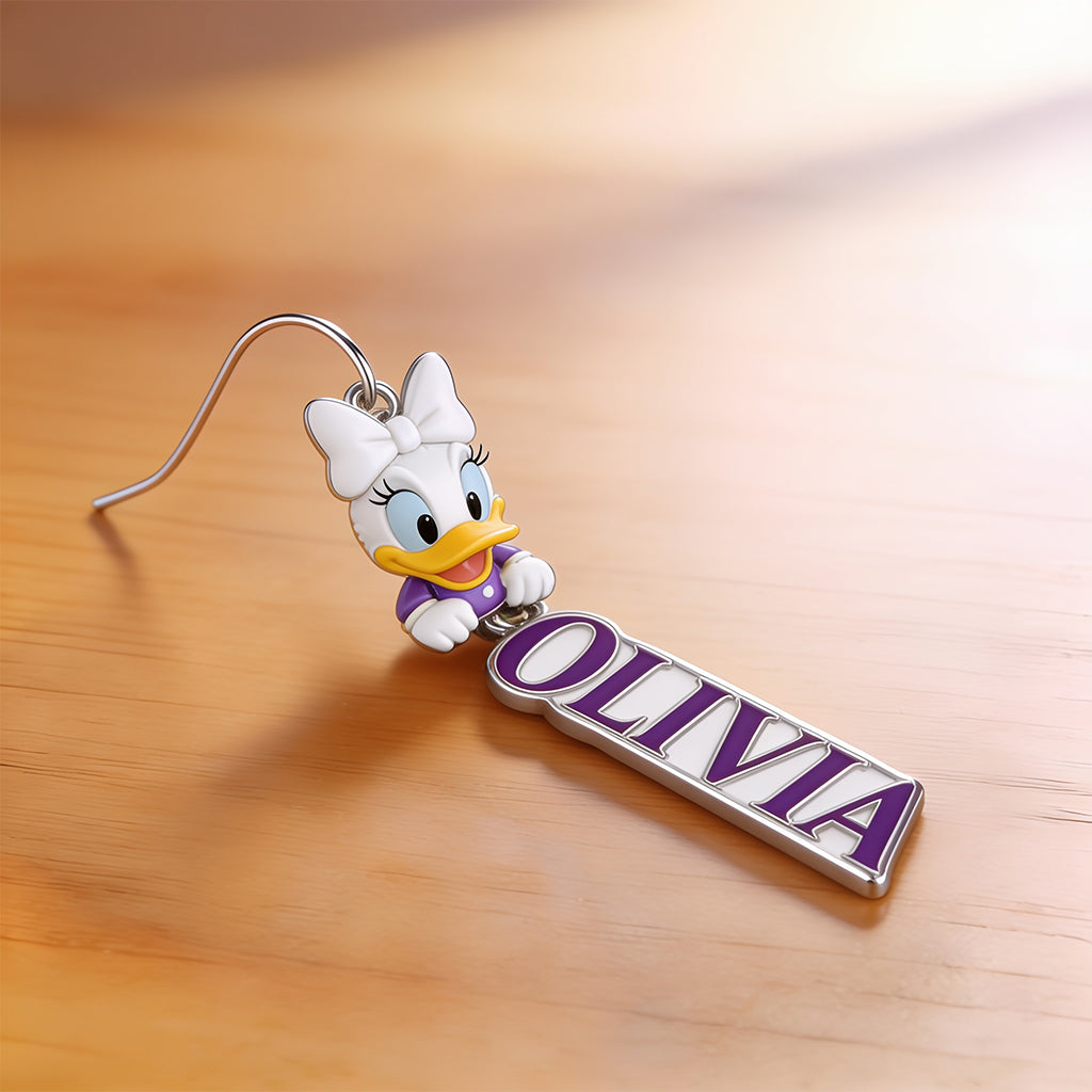 Any Character, Any Name, Preview Instantly - Personalized Mouse Earrings With Card