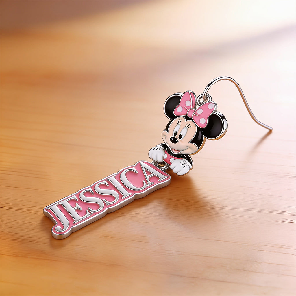 Any Character, Any Name, Preview Instantly - Personalized Mouse Earrings With Card