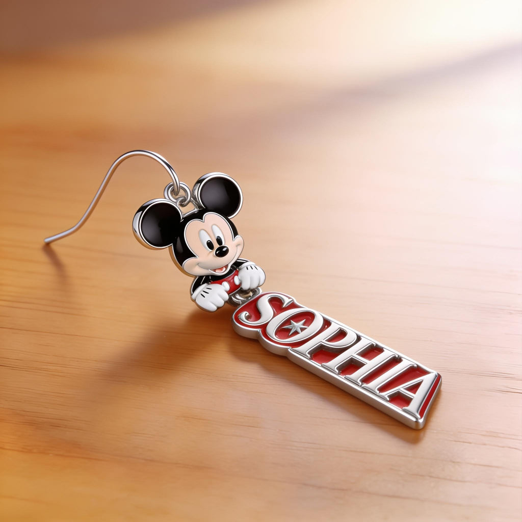Any Character, Any Name, Preview Instantly - Personalized Mouse Earrings With Card