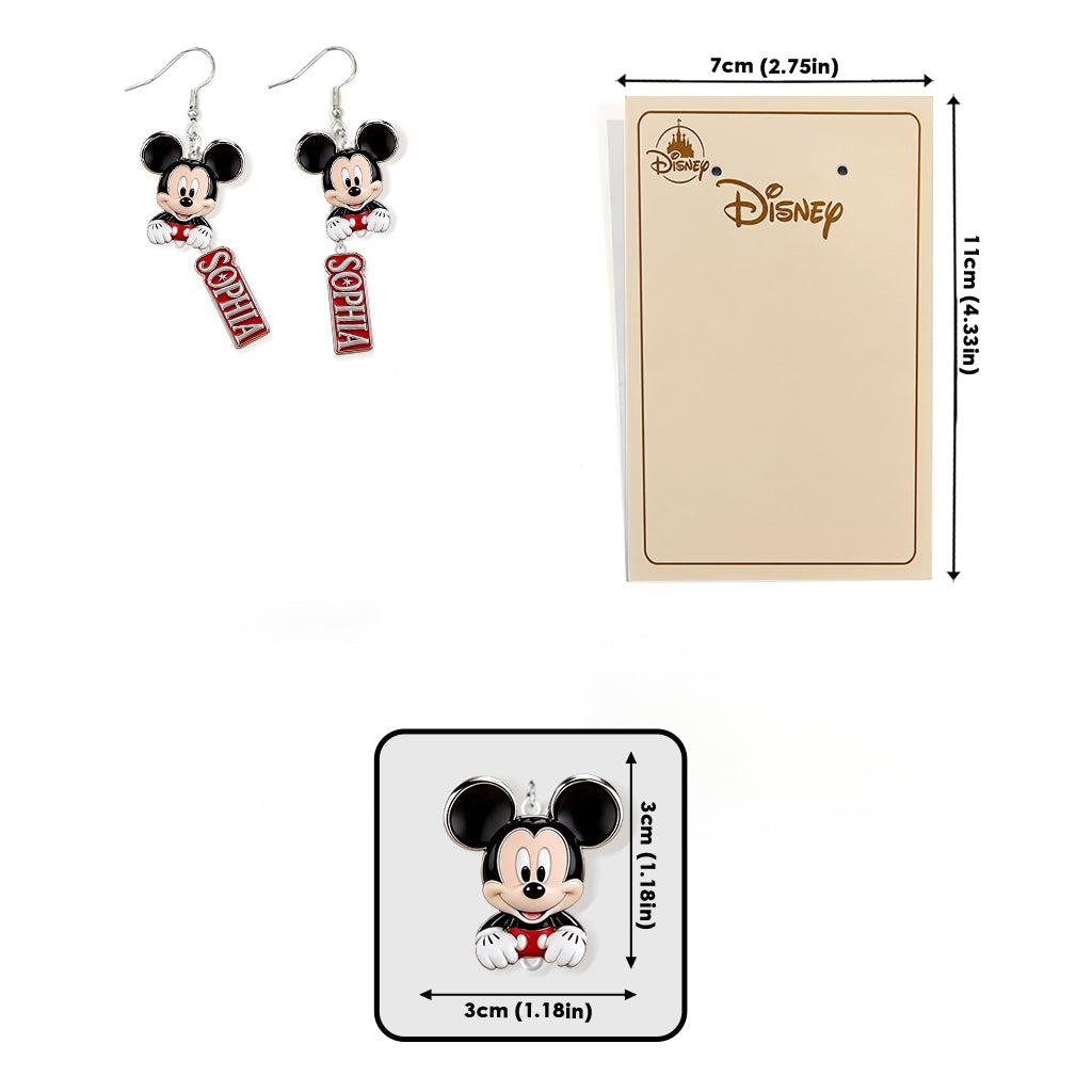 Any Character, Any Name, Preview Instantly - Personalized Mouse Earrings With Card