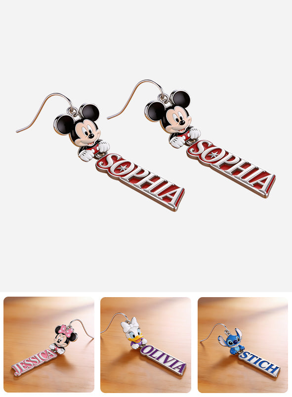 Any Character, Any Name, Preview Instantly - Personalized Mouse Earrings With Card