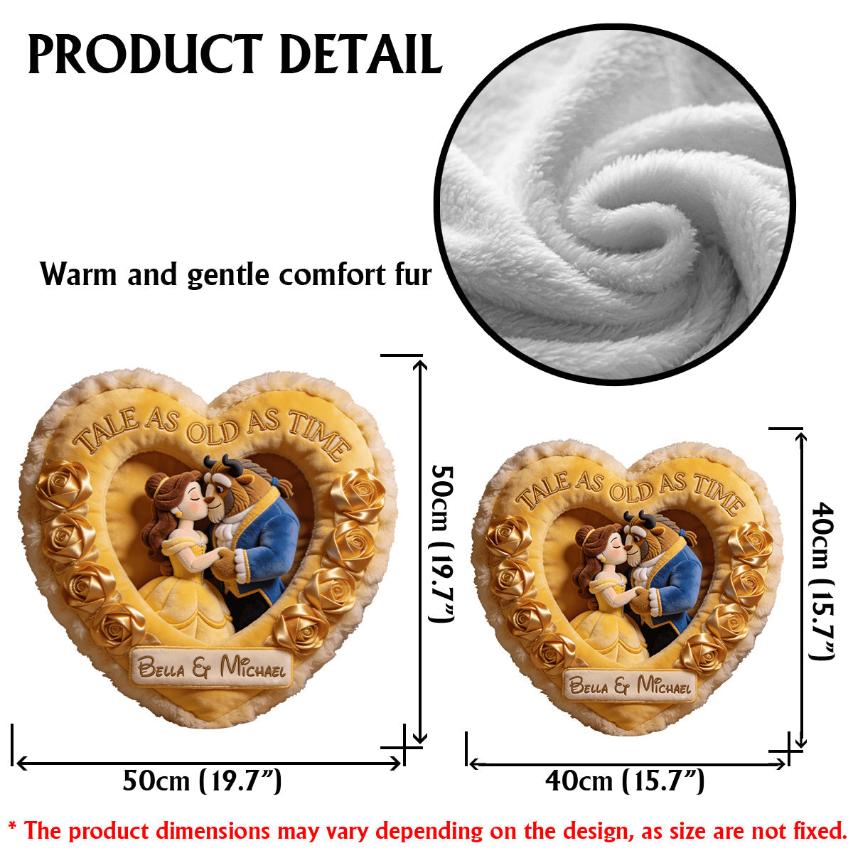 Tale As Old As Time - Personalized Beauty And The Beast Faux Fur Shaped Pillow